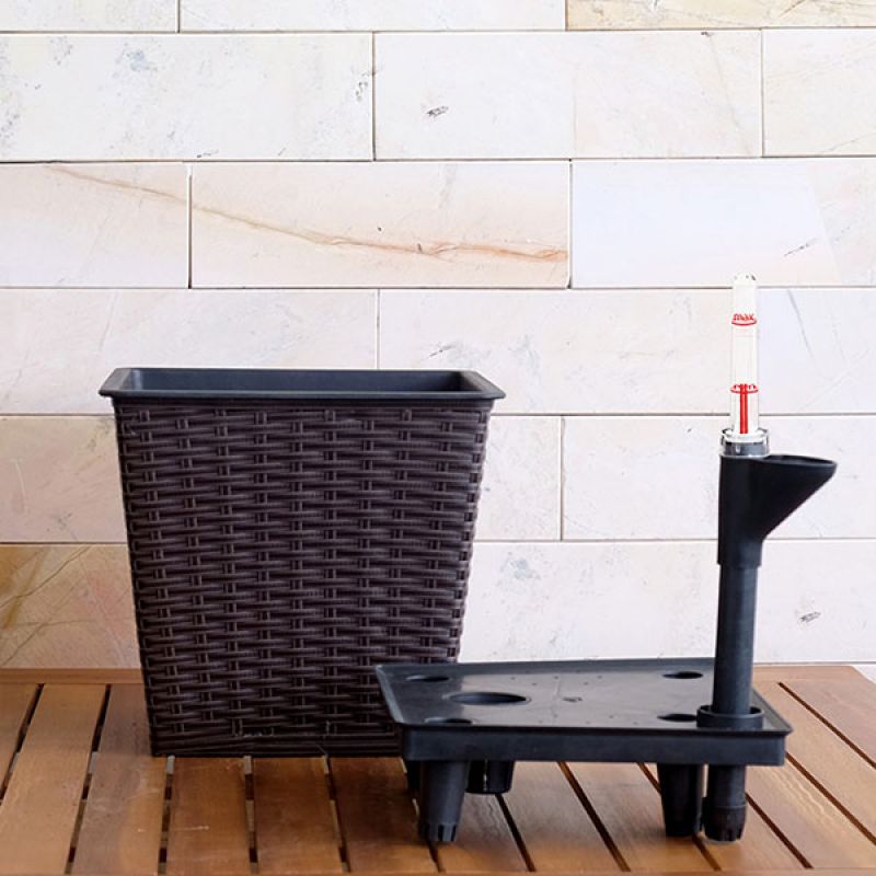 Thin Wicker Planter - Weaved Flat Planter Round 2
